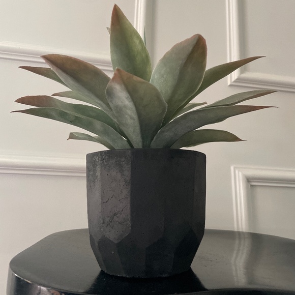 Faux plant in modern matte black clay vase - Picture 5 of 8